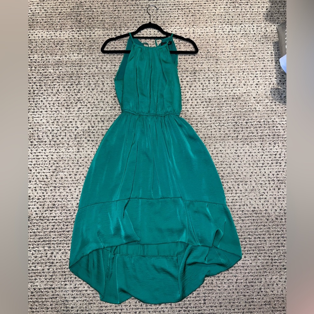 Kelly green high-low halter neck banana republic dress